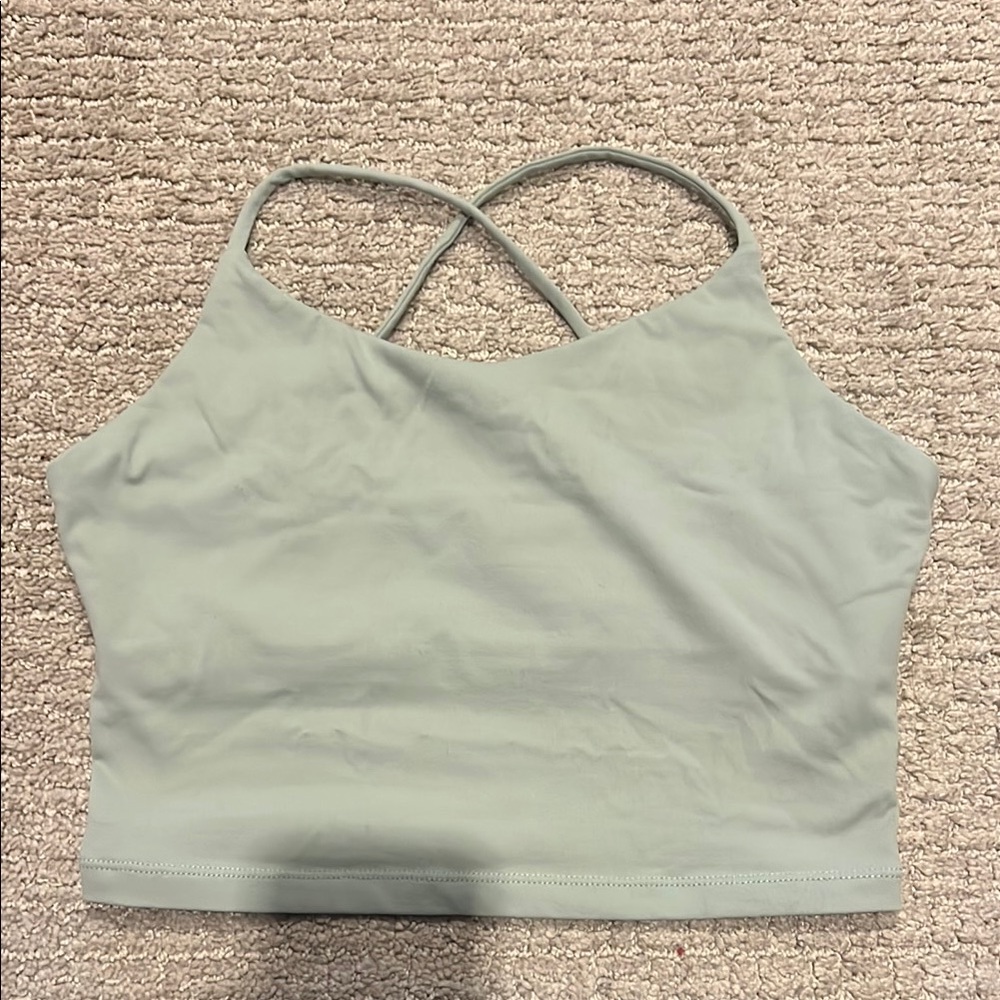 Lash Next Door Light Green Cross-Back Tank Top